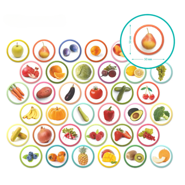 Joc magnetic „Legume, fructe și fructe de pădure”, 36 elem.