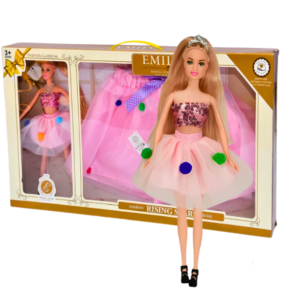 Set de joc: păpușa „EMILY” + fustă pentru copil
