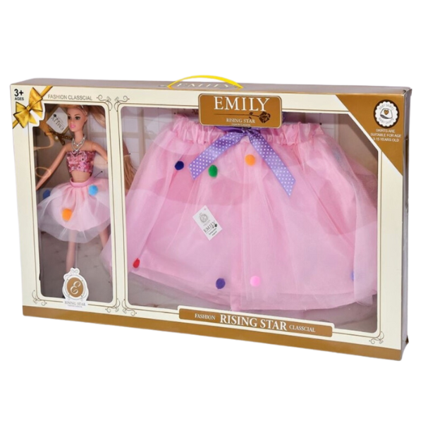 Set de joc: păpușa „EMILY” + fustă pentru copil