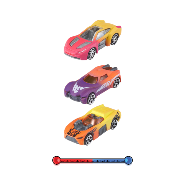 Set de 3 mașinuțe cu schimbare de culoare, Teamsterz S/M