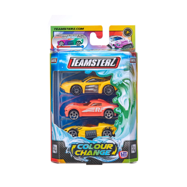 Set de 3 mașinuțe cu schimbare de culoare, Teamsterz S/M