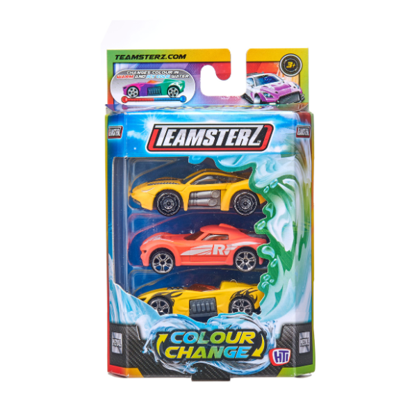 Set de 3 mașinuțe cu schimbare de culoare, Teamsterz S/M