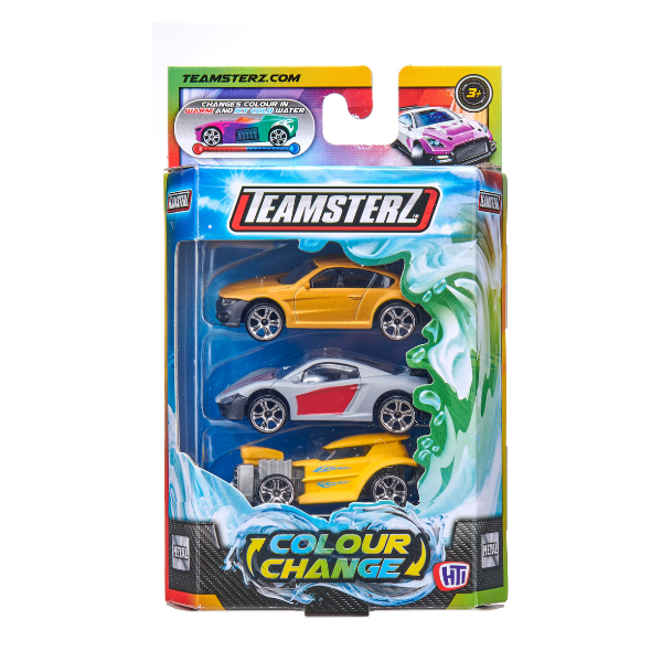 Set de 3 mașinuțe cu schimbare de culoare, Teamsterz S/M
