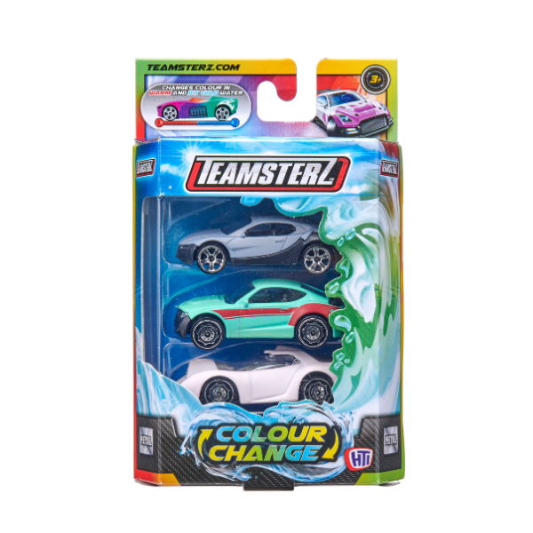 Set de 3 mașinuțe cu schimbare de culoare, Teamsterz S/M