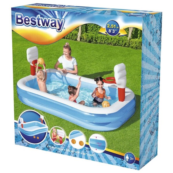Bazin Gonflabil Baschet cu inele 254х168х102cm, 636L, 3+