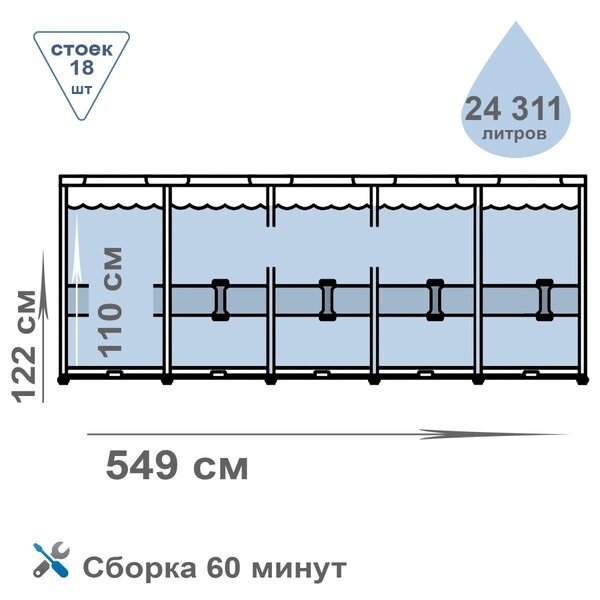 Piscina Steel Pro Max 549x122cm, 23062L, carcas metal