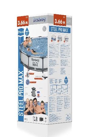 Piscina Steel Pro Max 366x76cm, 6473L, carcas metal