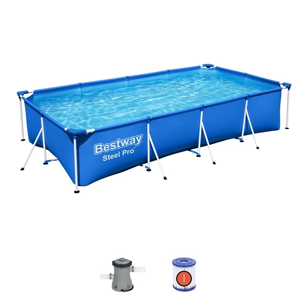 Piscina Carcas Metal Steel Pro 400x211x81cm, pompa-filtru 1249L/h, 5700L