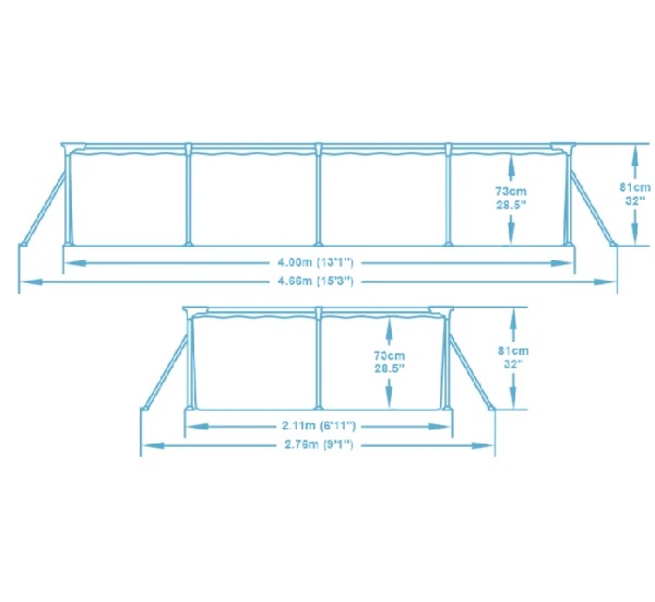 Piscina Carcas Metal Steel Pro 400x211x81cm, pompa-filtru 1249L/h, 5700L