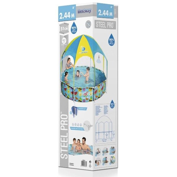 Piscina carcas My First Pool 244х51cm, 1688L cu baldachin, 3+