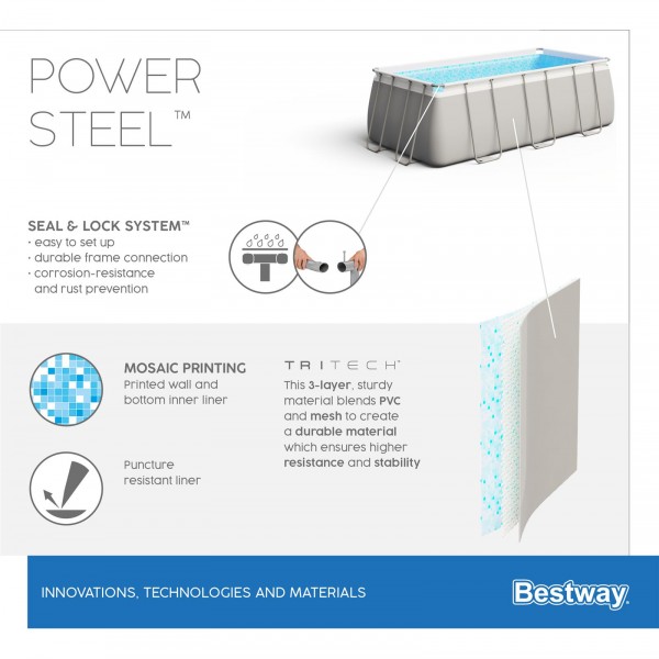 Piscina Power Steel 412x201x122cm, 8124L, carcas metal (pompa-filtru 3028L/h)