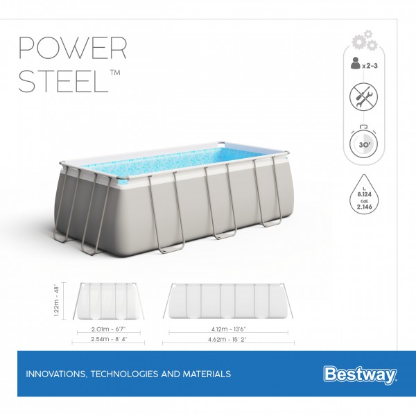 Piscina Power Steel 412x201x122cm, 8124L, carcas metal (pompa-filtru 3028L/h)