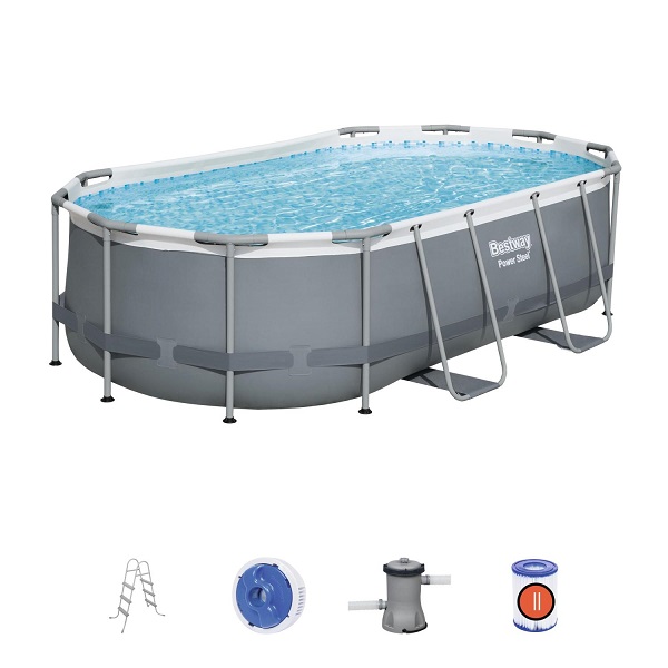 Piscina Power Steel Oval 427x250x100cm, 7250L, carcas metal