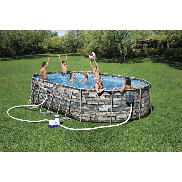 Piscina Power Steel Oval 610x366x122cm, 20241L, carcas metal