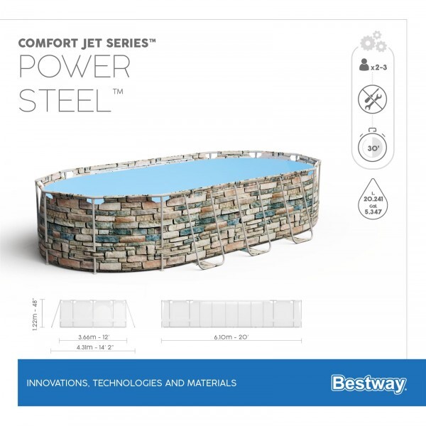 Piscina Power Steel Oval 610x366x122cm, 20241L, carcas metal
