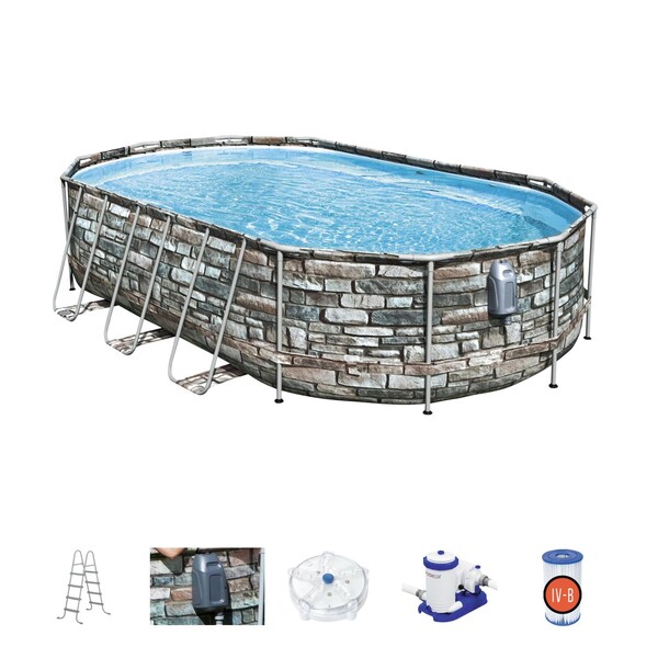 Piscina Power Steel Oval 610x366x122cm, 20241L, carcas metal