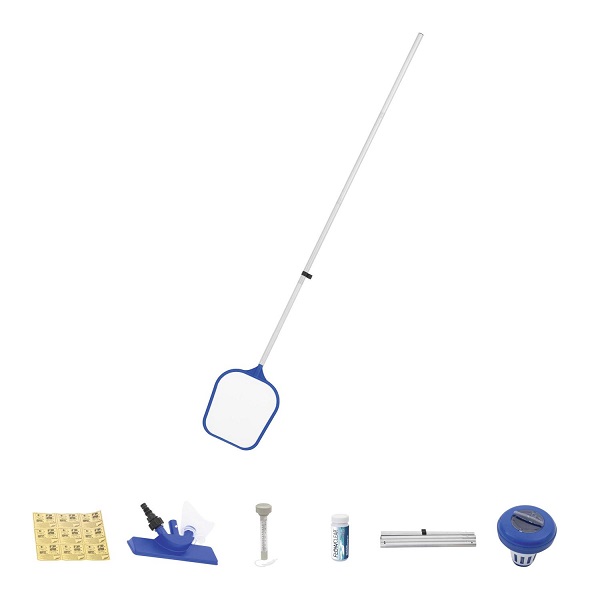 Set curatare piscina (plasă, perie, dozator, termometru, tester, set reparatie, miner 172cm)