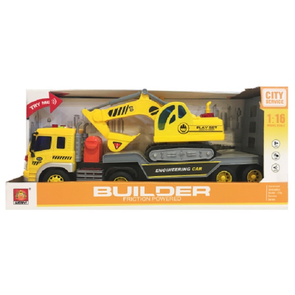 1:16 Camion pentru transportare excavator cu fricțiune (lumini /sunete)