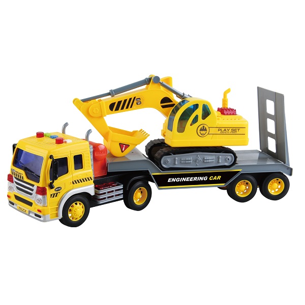 1:16 Camion pentru transportare excavator cu fricțiune (lumini /sunete)