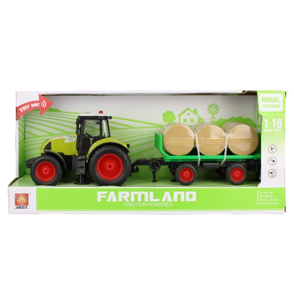 1:16 Tractor cu fricțiune “Trailered Farm Tractor” (lumina / sunet)