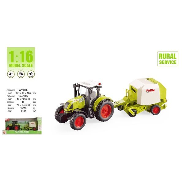 1:16 Tractor cu fricțiune “Trailered Farm Tractor” (lumina / sunet)