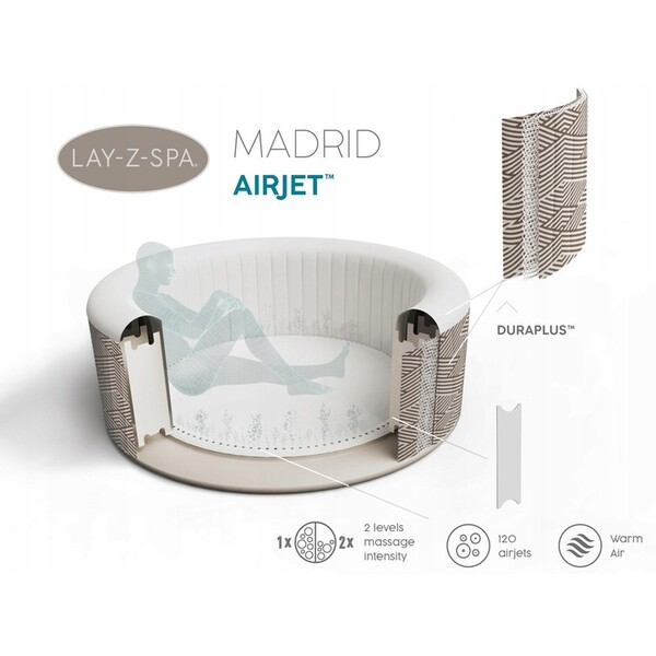 Jacuzzi SPA Madrid AirJet 180x66cm, 669L, 2-4 persoane