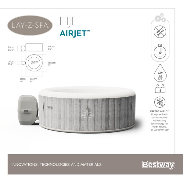 Jacuzzi SPA Fiji AirJet 180x66cm, 669L, 2-4 persoane