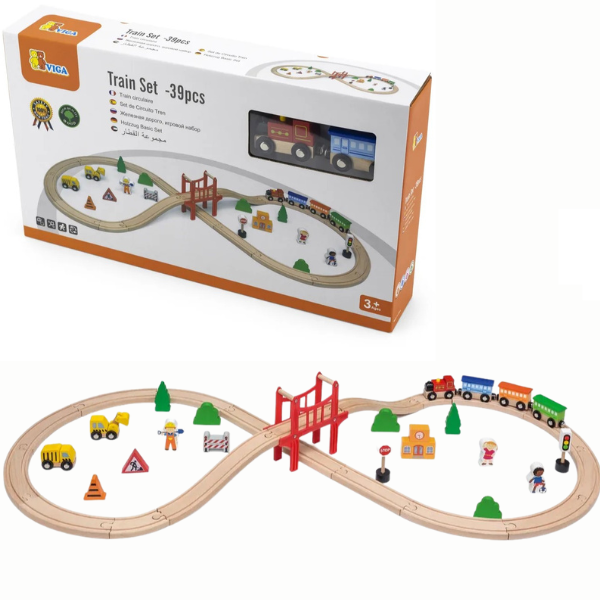 Cumpara  Parking/Track-uri - Calea ferata din lemn cu tren si accesorii, 3..