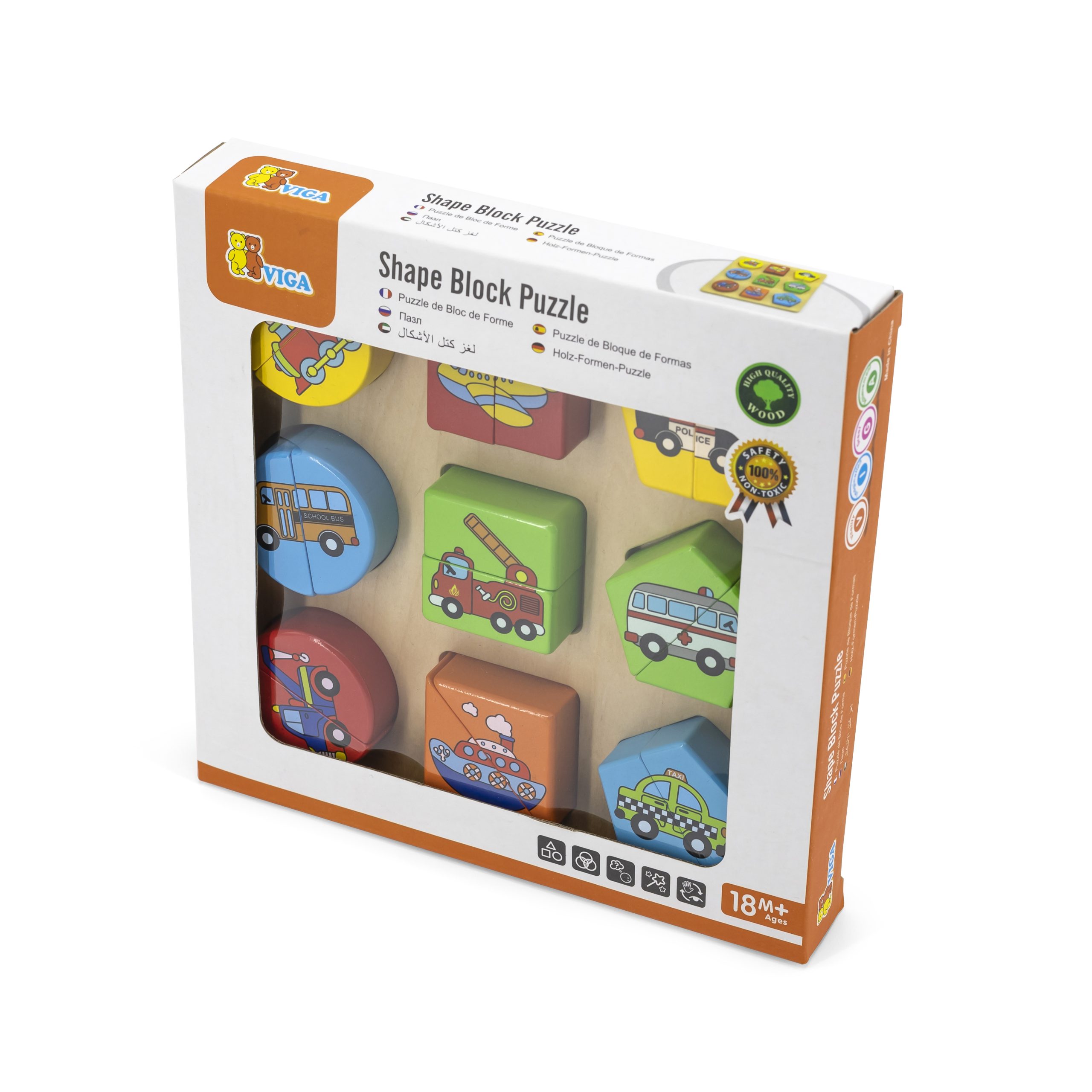 Puzzle-sorter din lemn „Mașini”