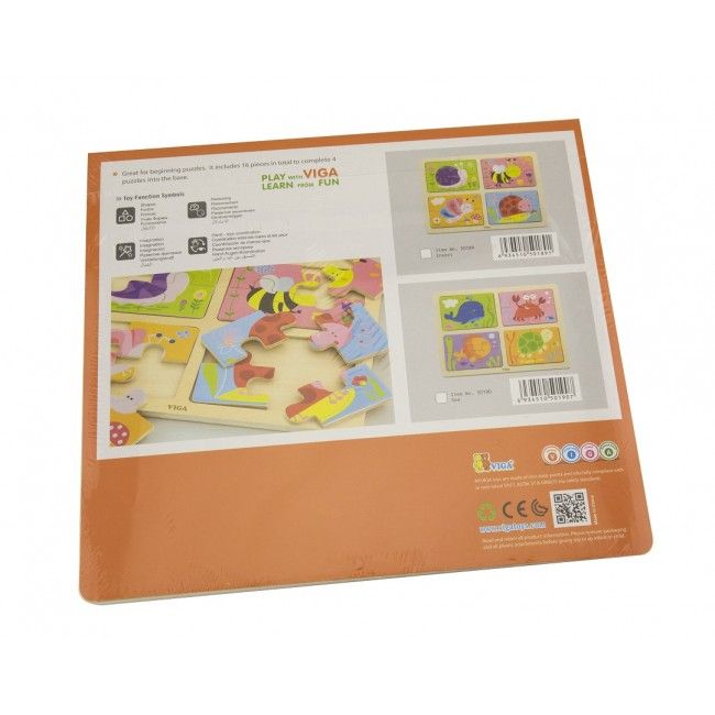Puzzle din lemn 4 în 1 “Locuitorii mării”