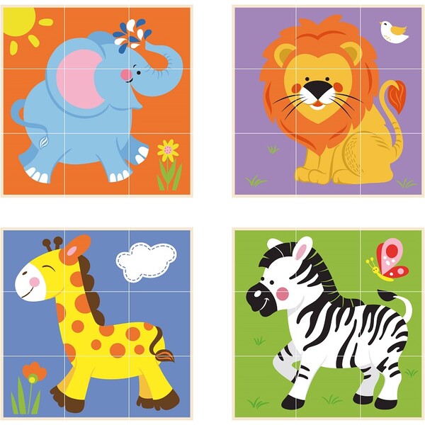Puzzle-cuburi „Animale sălbatice”