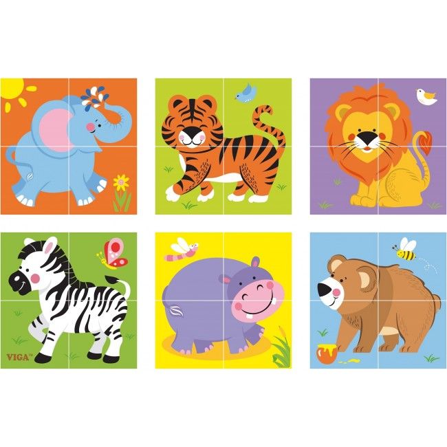 Puzzle-cuburi „Animale sălbatice”