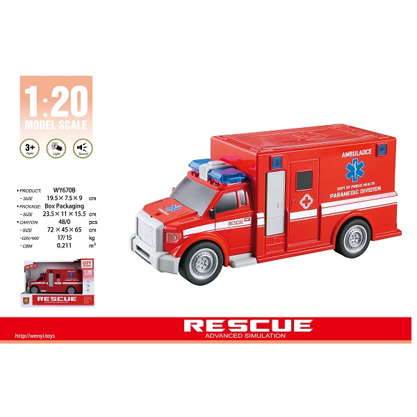 1:20 Ambulanță cu fricțiune (lumini /sunete)