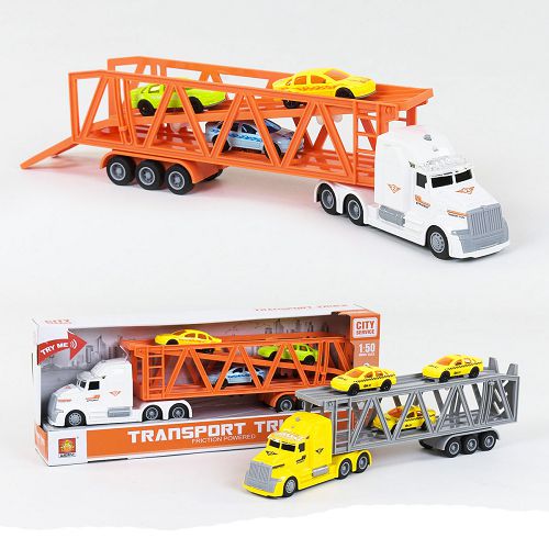 1:50 Camion pentru transport mașinuțe cu fricțiune (lumini /sunete)