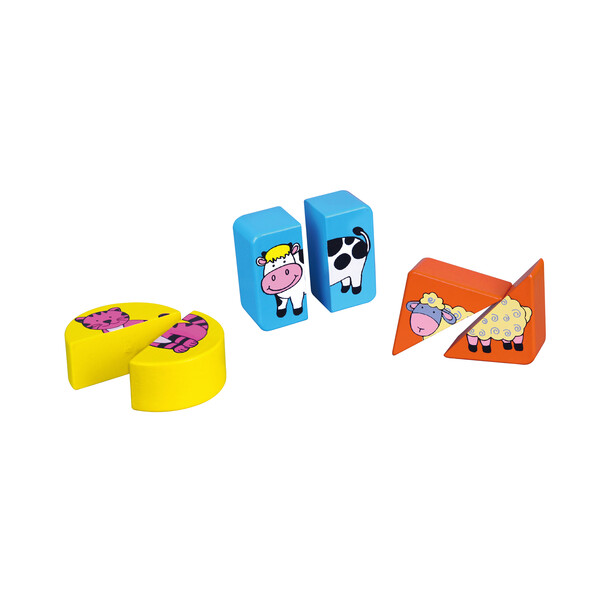 Puzzle-sorter din lemn „Animalele de la fermă”
