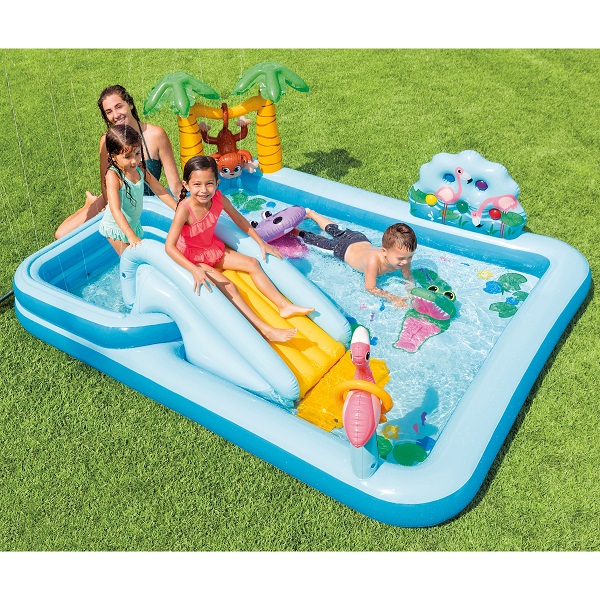 Centrul de joc gonflabil cu topogan JUNGLA 244x198x71cm, 57/493L, 2+