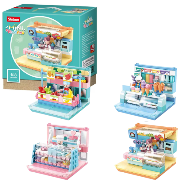 Set de construcție ”Magazine”, 4 modele, de la 99 pînă la 112 elem.