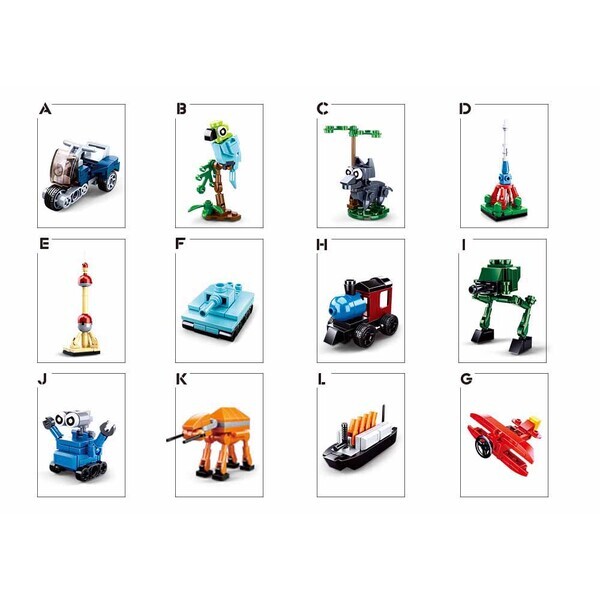 Set de construcție ”Construiește figurina”, 12 modele, de la 25 pînă la 36 elem.
