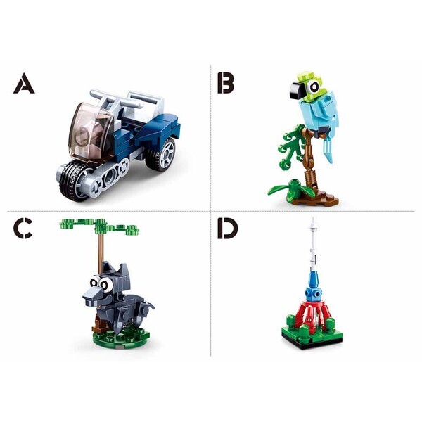 Set de construcție ”Construiește figurina”, 12 modele, de la 25 pînă la 36 elem.