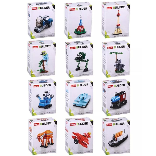 Set de construcție ”Construiește figurina”, 12 modele, de la 25 pînă la 36 elem.
