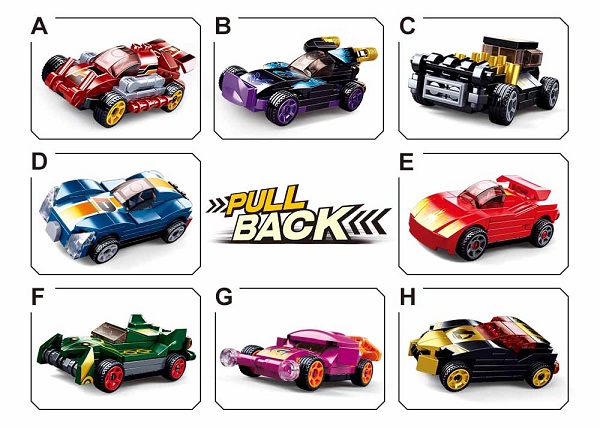 Set de construcție ”Mașină sport”, cu inerție 8 modele, de la 48 pînă la 55 elem.