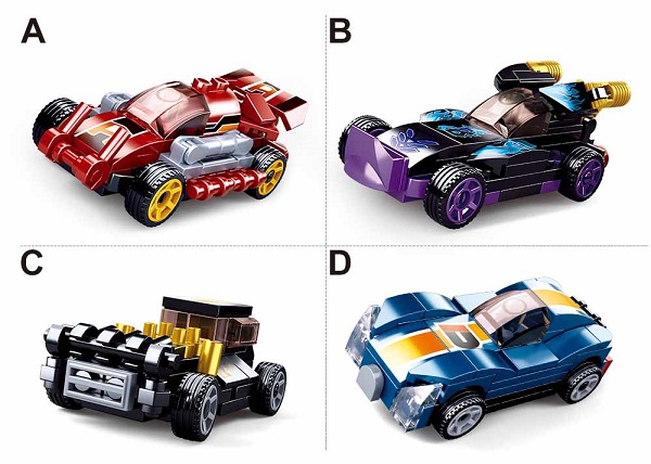 Set de construcție ”Mașină sport”, cu inerție 8 modele, de la 48 pînă la 55 elem.