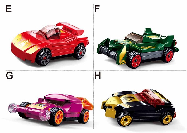Set de construcție ”Mașină sport”, cu inerție 8 modele, de la 48 pînă la 55 elem.