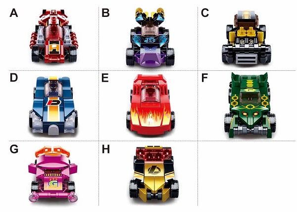 Set de construcție ”Mașină sport”, cu inerție 8 modele, de la 48 pînă la 55 elem.