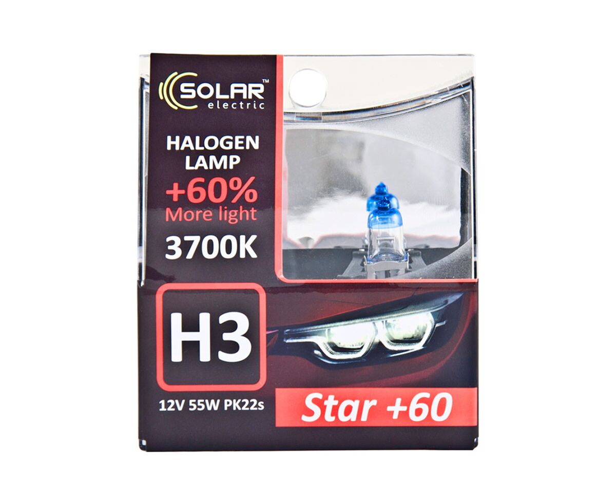 Solar H3 12V 55W PK22s Starlight + 60%, SET 2 buc