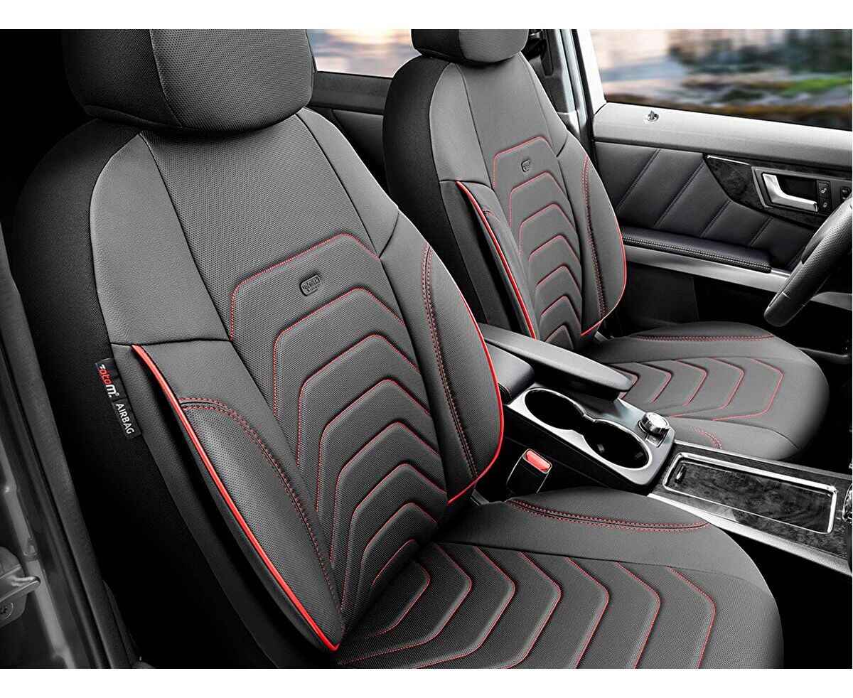 Set huse scaune auto OTOM CORE negru cu rosu COR3202 2+1