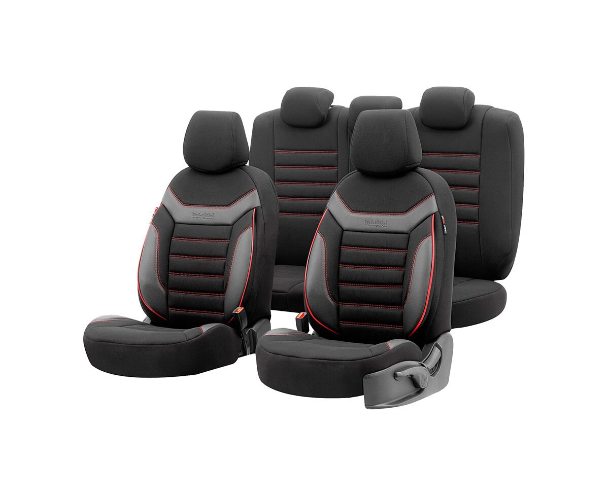 Чехлы на сиденья OTOM INDIVIDUAL 2+1 черный с красным IND201