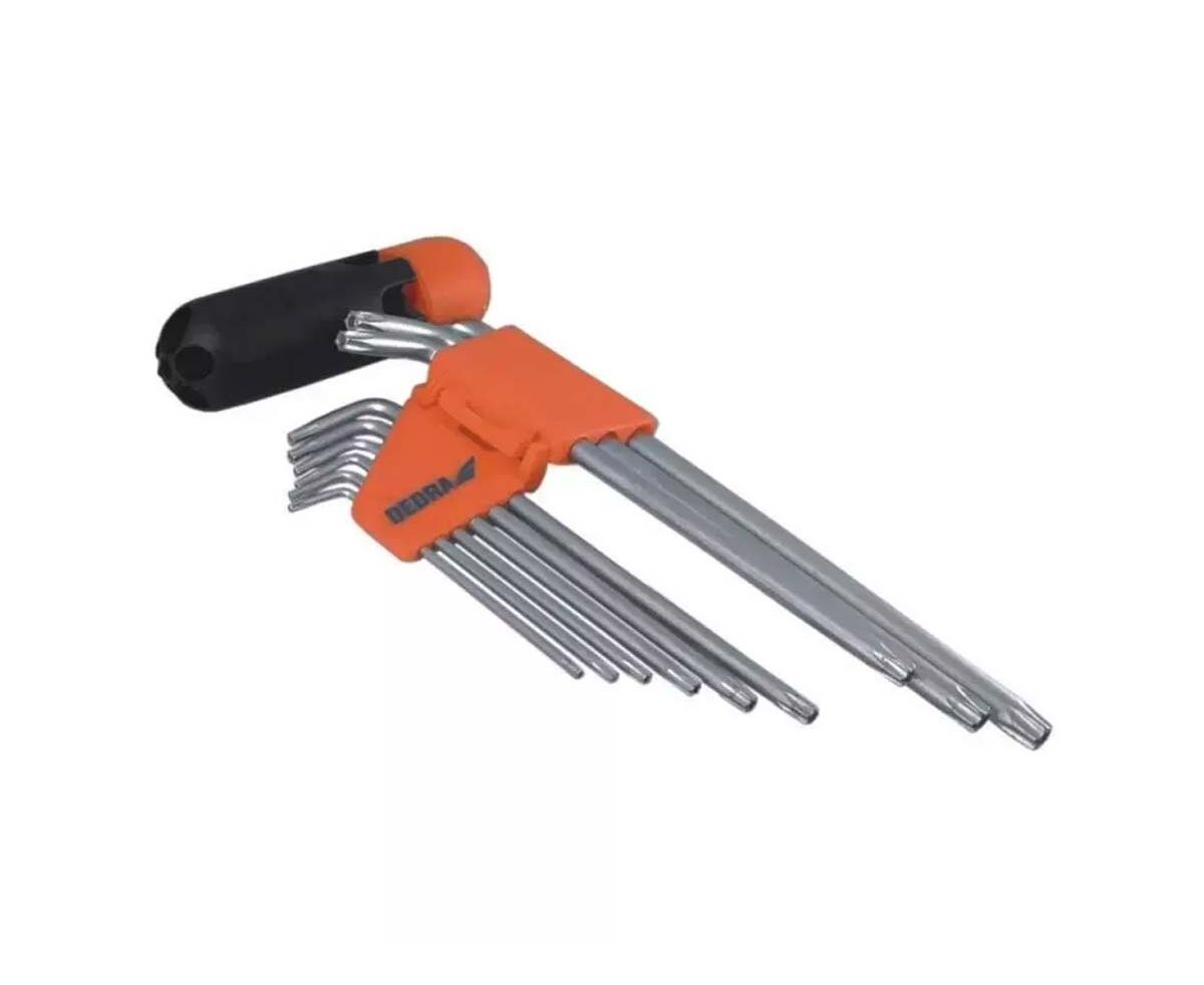 DEDRA Set imbusur cu profil Torx CrV, 9 buc.