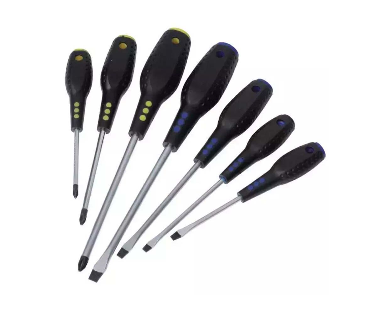 DEDRA Set Surubelnite CrV, varf magnetic maner cauciuc 7 buc.