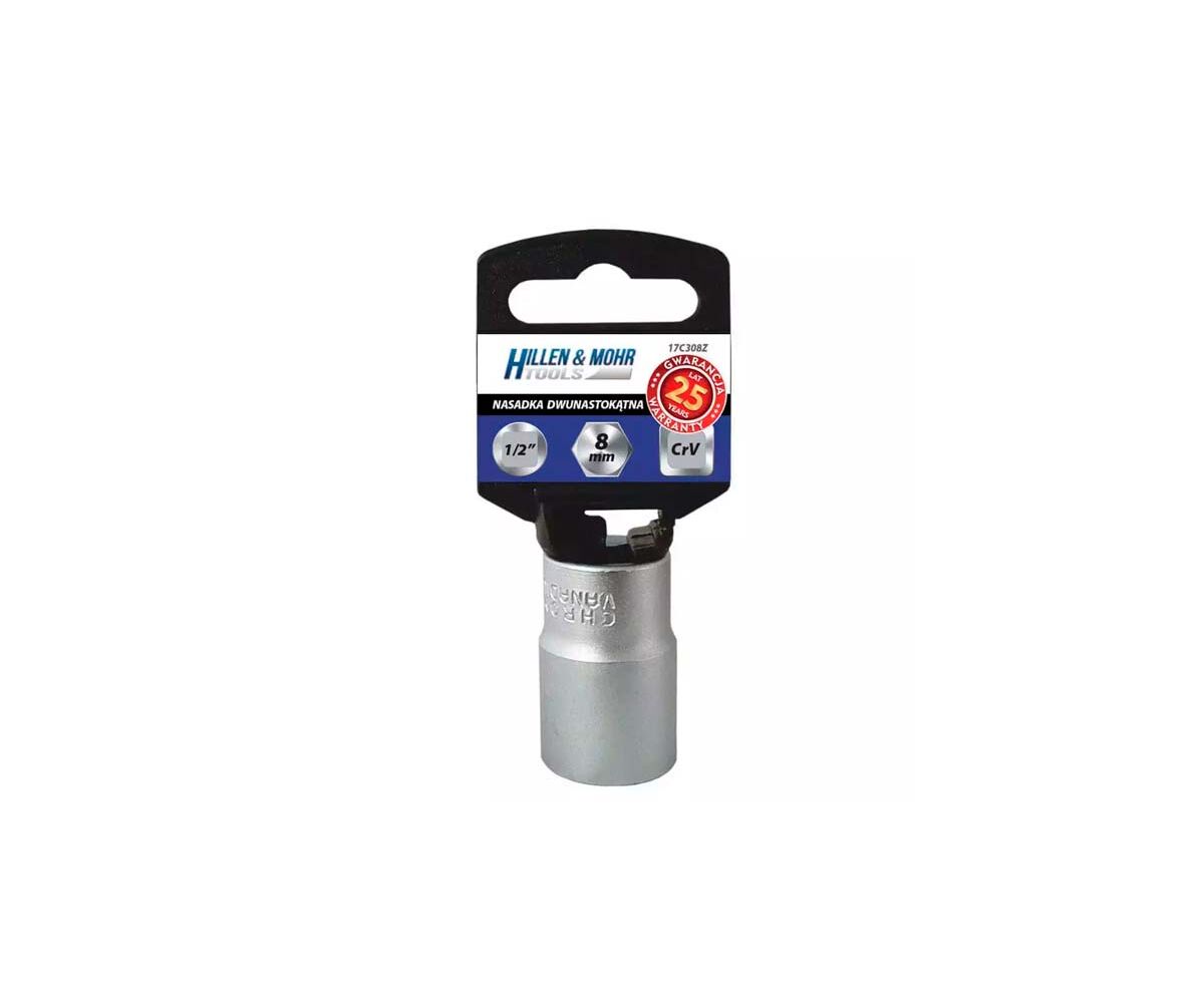 HILLEN&MOHR Cheie tubulara 6 puncte lunga 1/2 " 19 mm cu agatator de plastic